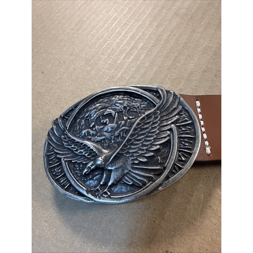 Levi Strauss Eagle Belt Buckle And Leather Belt Size 90/36